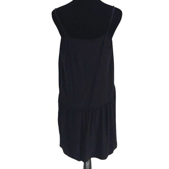 LOFT Womens Embroidered Lace Trim Spaghetti Strap Slip Mini Dress Black Medium - Picture 3 of 9